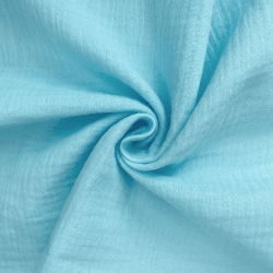 Ткань Муслин Жатый, цвет Небесно-голубой (на отрез)  в Рязани
