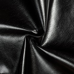 Ткань Дерматин (Кожзам) для мебели, цвет Черный (на отрез)  в Рязани