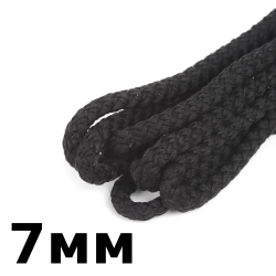 Шнур с сердечником 7мм, цвет Чёрный (плетено-вязанный, плотный)  в Рязани